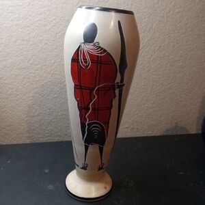 GORGEOUS Solid Soapstone Made In Kenya 9.5" Pedestal Vase